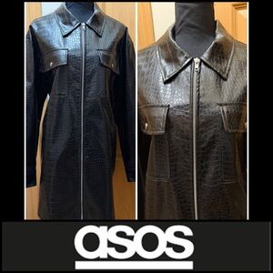 ASOS Black Croc-Pattern Leather Jacket
